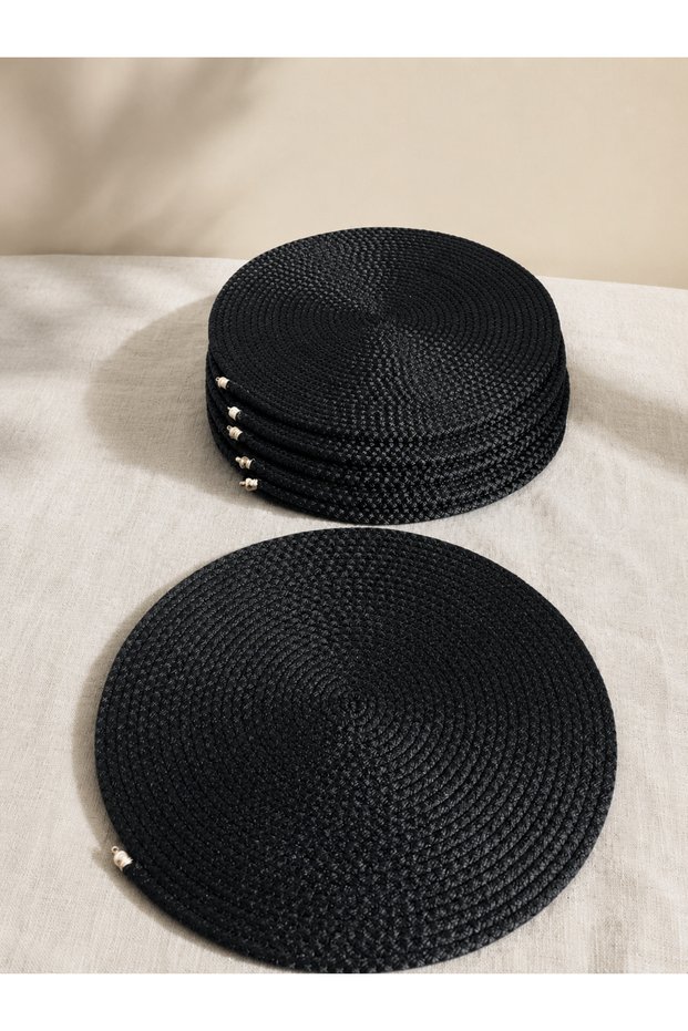 6 Black Placemats 35cm/ Placemat