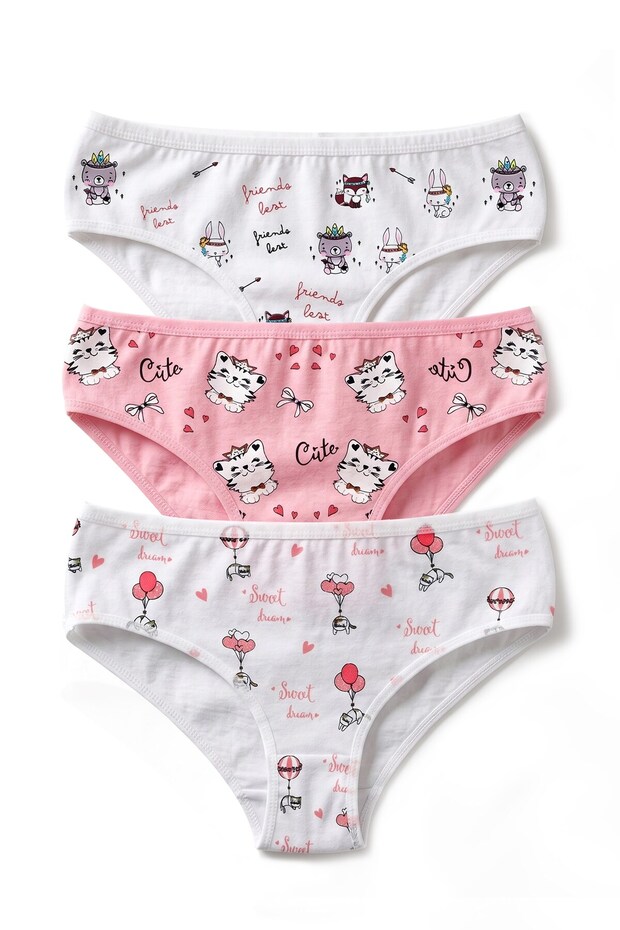 Girl's Underwear 3-Piece Printed (96% Cotton - 4% Elastane)