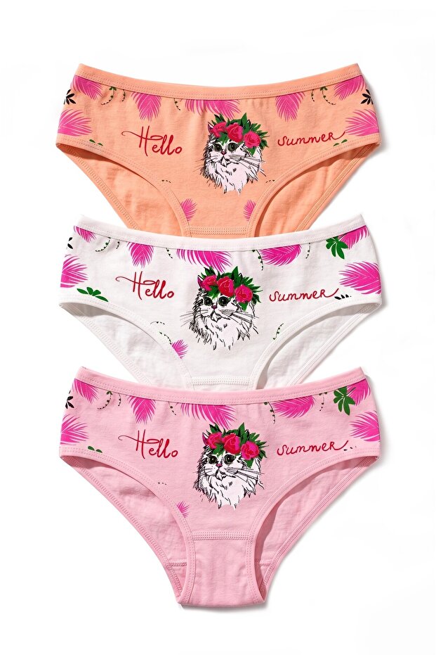 Girl's 3-Piece Cotton Panties with Printed Extra Comfortable Fit (8286-3)