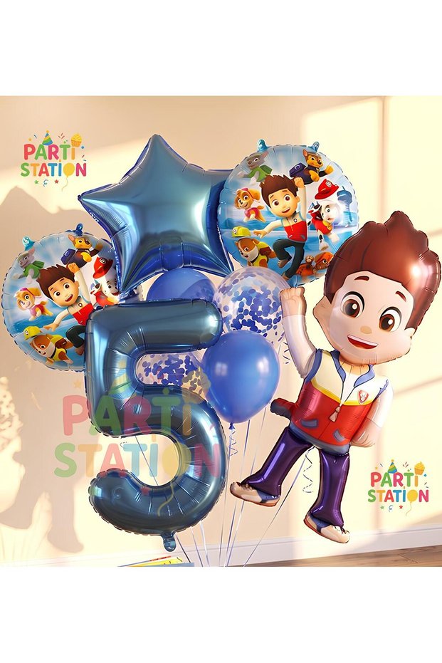 Paw Patrol Ryder 5 Years Old Navy Blue Birthday Balloon Set