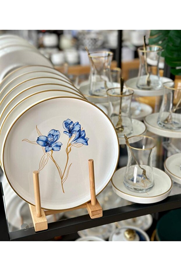 18 Piece Modern Fiore Blu Cake Tea Time Set