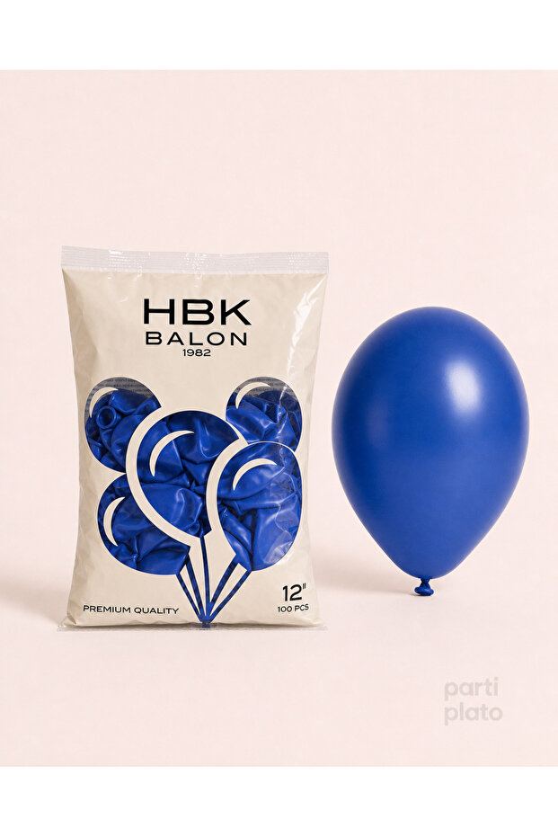 Balloon Single Color 12" 100Pcs Blue Hbk