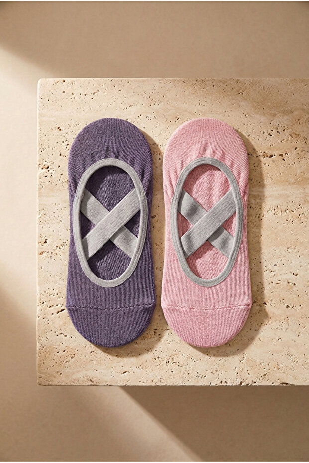 Women's 2 Pcs Asta Yoga / Pilates Socks Light Pink / Dark Lilac