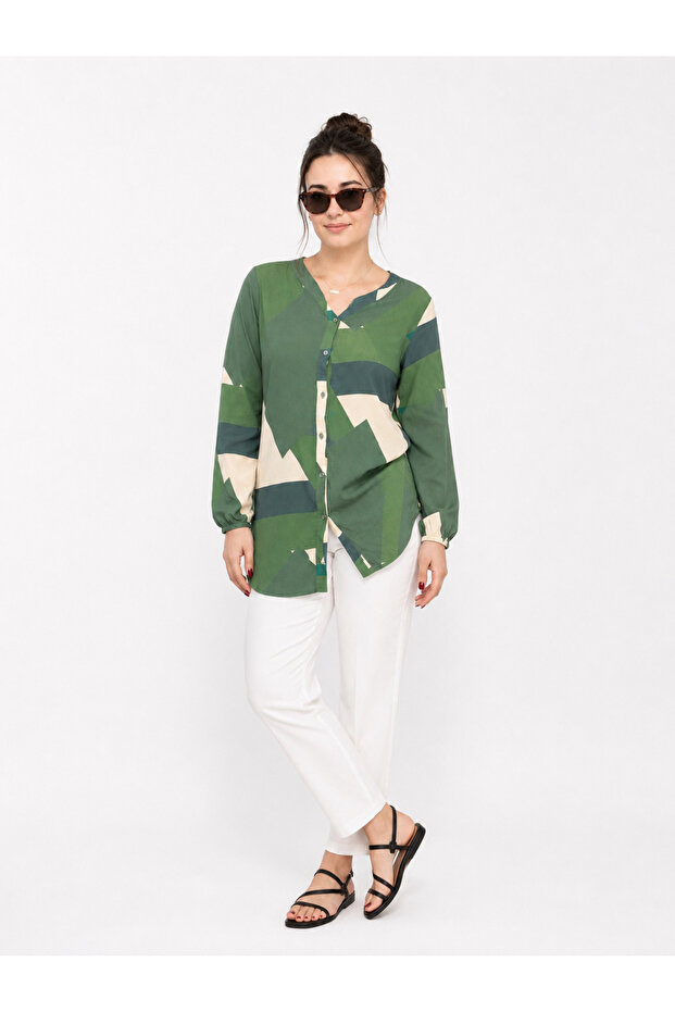 Women's Comfortable Cut Cotton Viscose Tunic Shirt