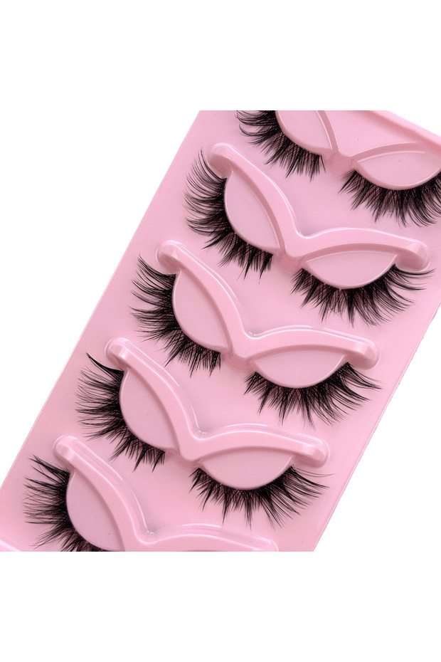 5pairsHS-19 HBZGTLAD Cat Eye Lashes Natural Look Fox False Eyelashes Gorgeous Wispy & Lightweight Fa
