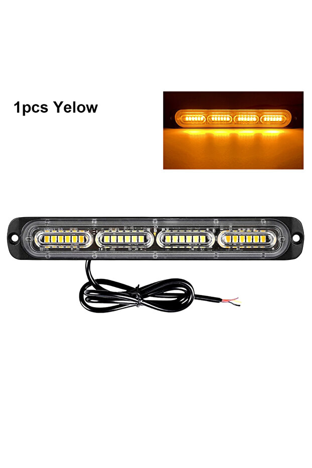 1pcs Yellow 24LED Car Strobe Light Bar LED Grill Beacon Truck Bus Width Indicator Light Side Lamp