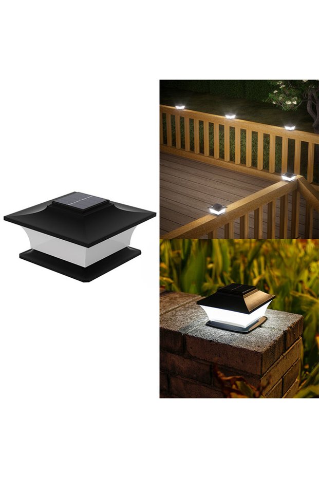 white light Solar - Powered Outdoor Pillar Lights with Auto On/Off, LED Landscape Lighting for Garde
