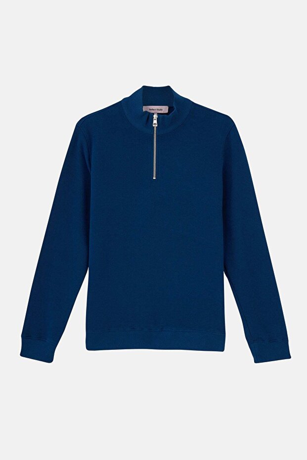 Basic Supersoft Quarter-Zip Sweatshirt - Navy Blue - 1