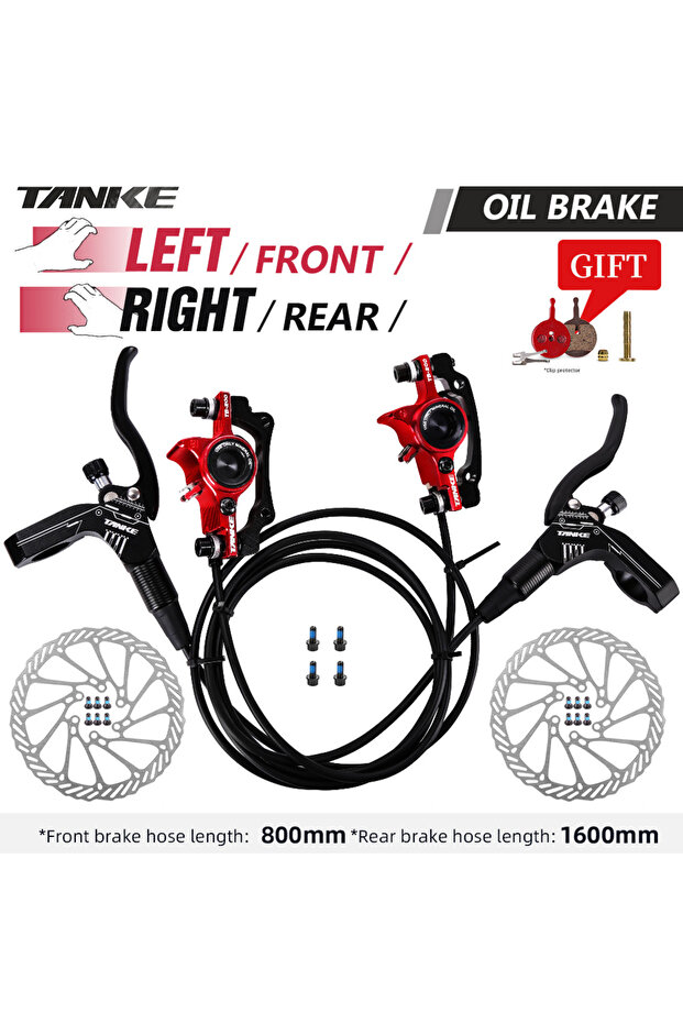 160MM-RED-LF-RR TANKE MTB Bike Hydraulic Disc Brake Oil Pressure Caliper Clamp Brake 160mm Front Rea