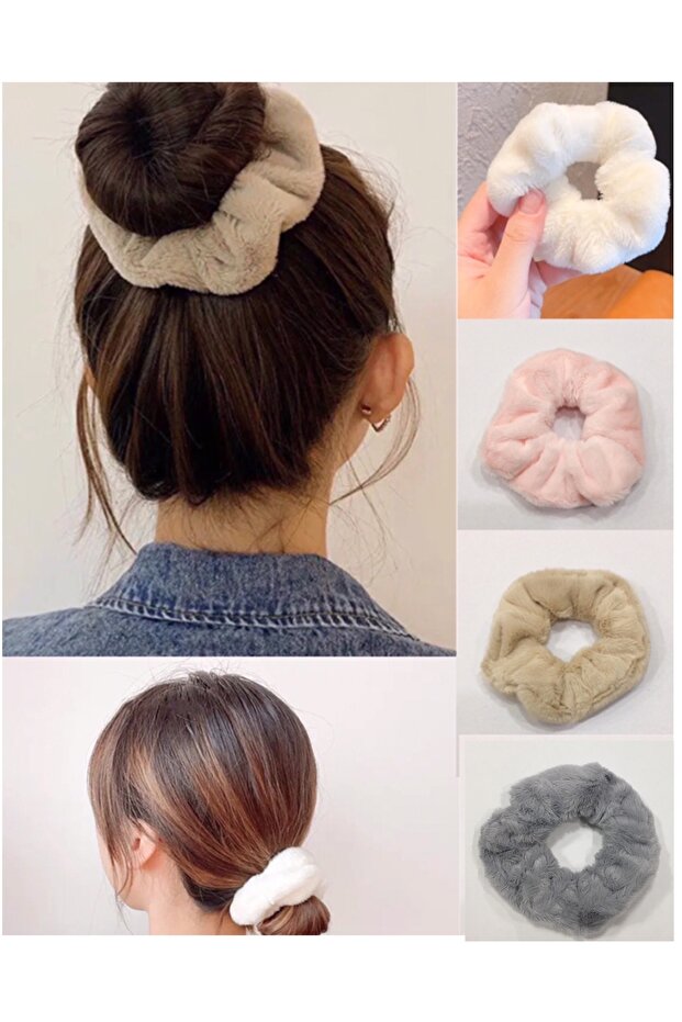 Fur Plush Feather Quality Rubber Bagel Buckle - 4 Pieces