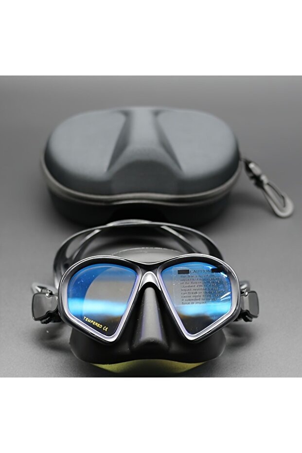 Plating Blue 2pcs Professional Wet Low Volume Freediving Mask, Tempered Glass Dive Mask, J-Type Divi
