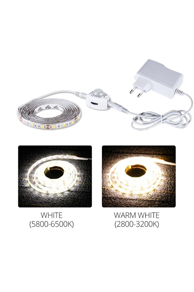 5m Warm White EU Plug set 1M-5M PIR Motion Sensor LED Strip Lights IP65 Waterproof DC 12V Light Stri