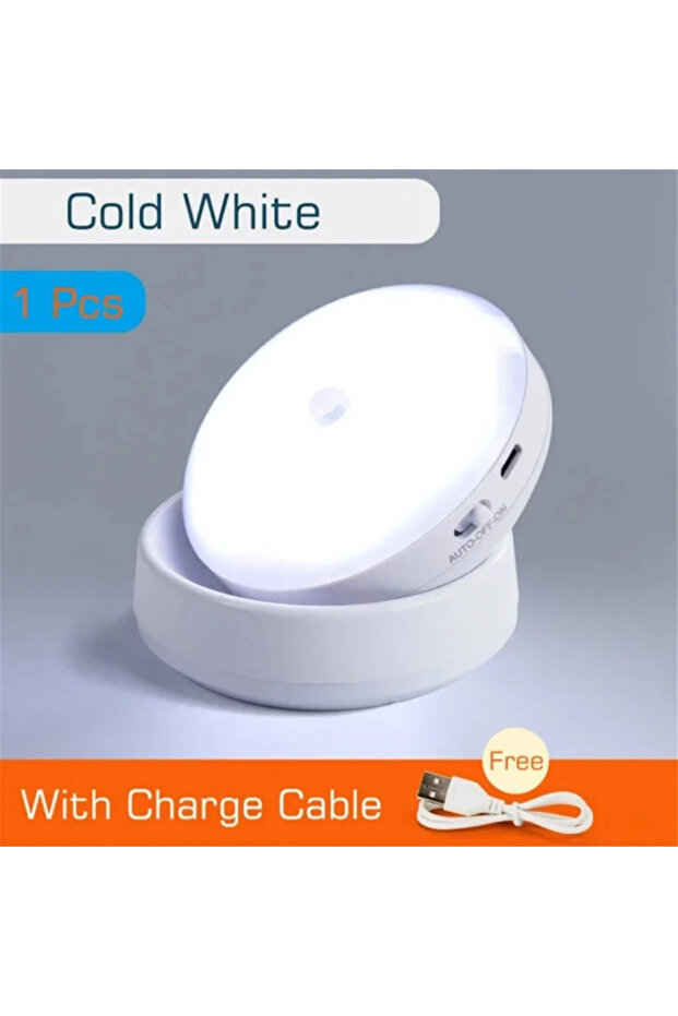 مصباح ليلي LED بإضاءة باردة، قابل للشحن عبر منفذ USB، مزود بخاصية استشعار الحركة الذكية، مناسب للطاولة الجانبية بجانب السرير أو خزانة الملابس المنزلية.