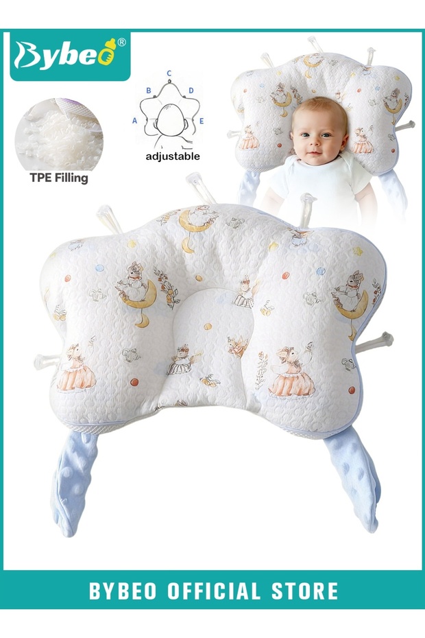 Baby Head Shaping Pillow, Toddler Sleeping Pillow, Infant Spine Protection Pillow, Adjustable Head Support Pillow with Snoothing Bars for 0-12 Months Newborns and Infants, TPU Tubes Filling