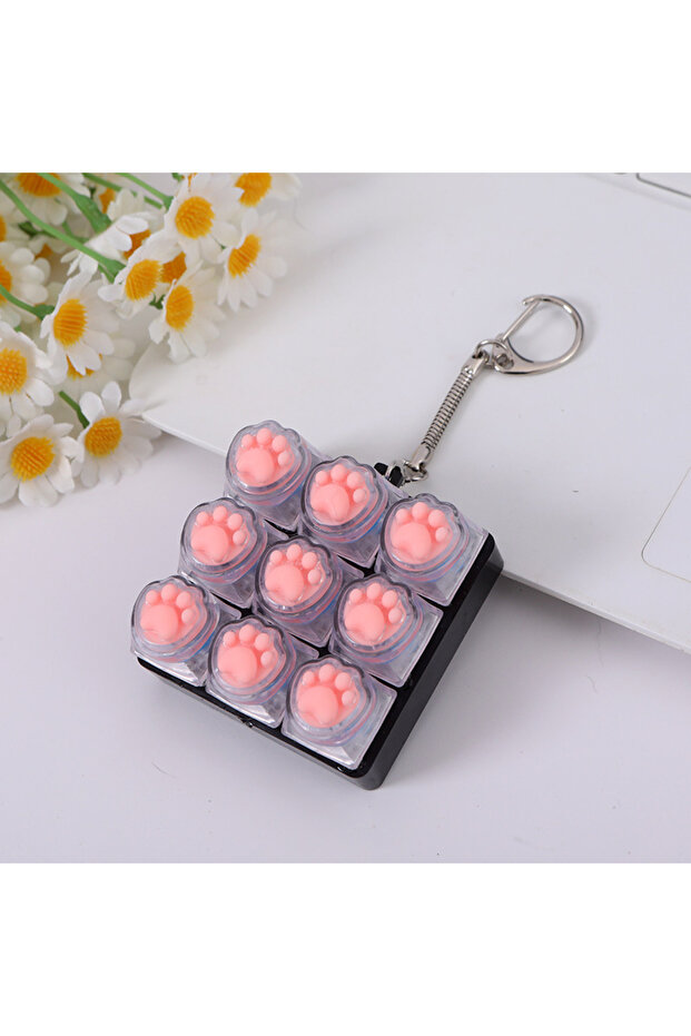 black Cat Paw Silicone Fidget Keychain Mechanical Keyboard Button Pop It Stress Relief Toy Bag Charm