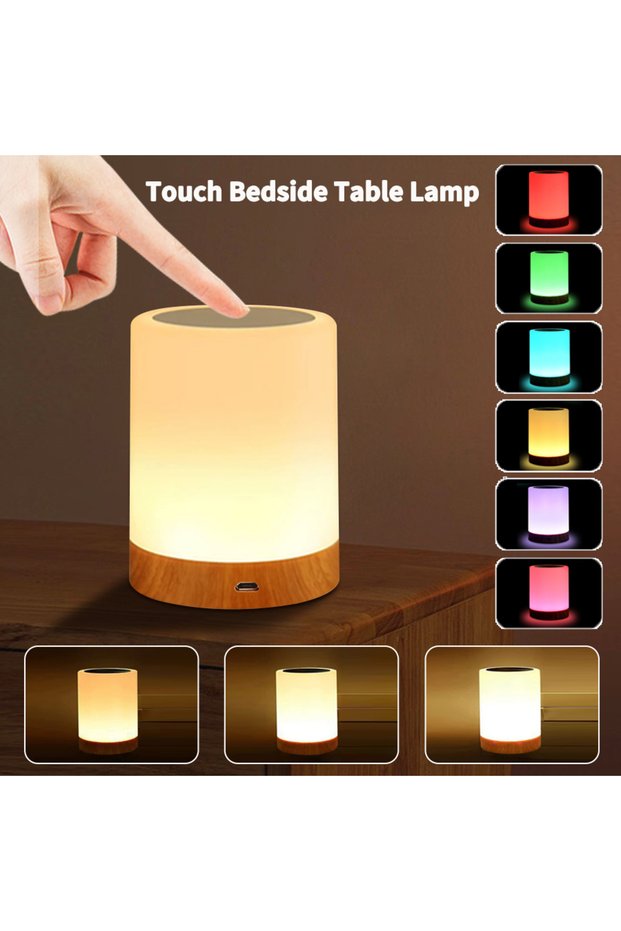 White Touch Bedside Table Lamp RGB USB Rechargeable Night Light NightStand Desk Lamp Bedroom Decorat