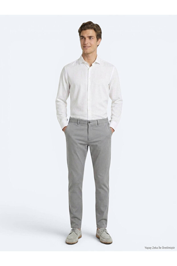 Gray Woven Jogging Fit Casual Cotton Blended Trousers