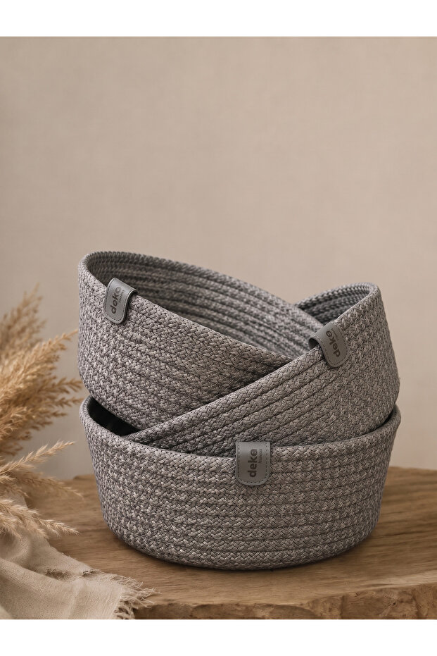 3-Piece Handmade Cord Rope Basket Set - Multi-Purpose Organizer Wicker Look Organizer Bohemian