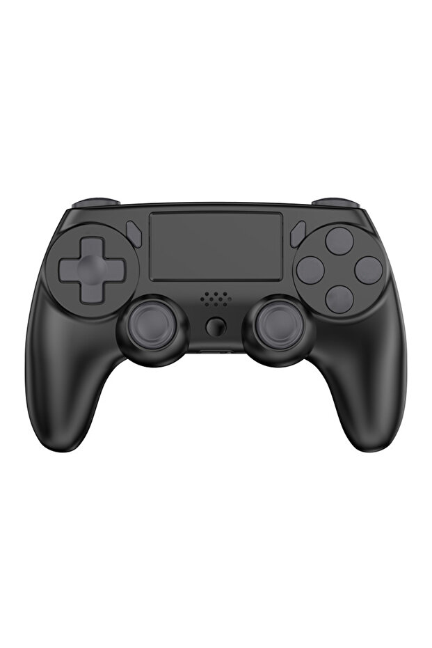 وحدة تحكم لاسلكية سوداء من GAMINJA مع جيروسكوب سداسي المحاور ولوحة لمس واهتزاز مزدوج لأجهزة PS4 وPS3