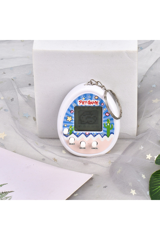 White Electronic Pets Game Toys Keychain Virtual Cyber Digital Animals Toys Nostalgic Game Machine F