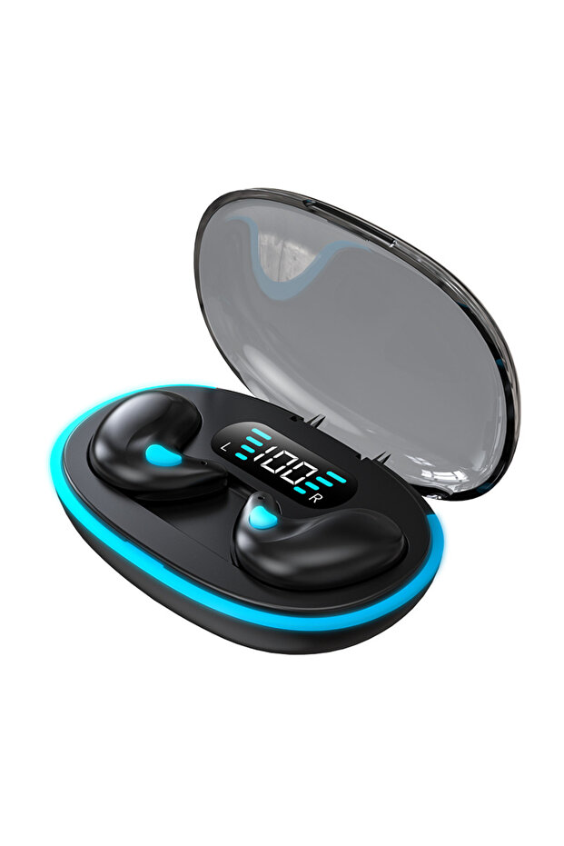Black X55 Mini Earphone Stereo Hidden Headsets with Mic HD Call Waterproof Sleeping Earbuds Wireless