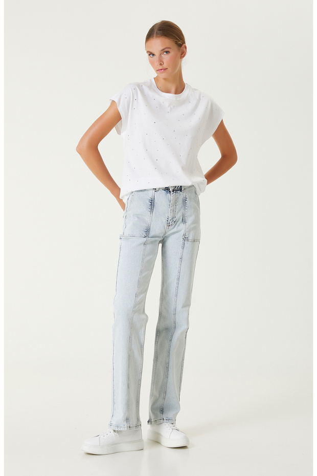 Açık Indigo Mavi Denim Pantolon