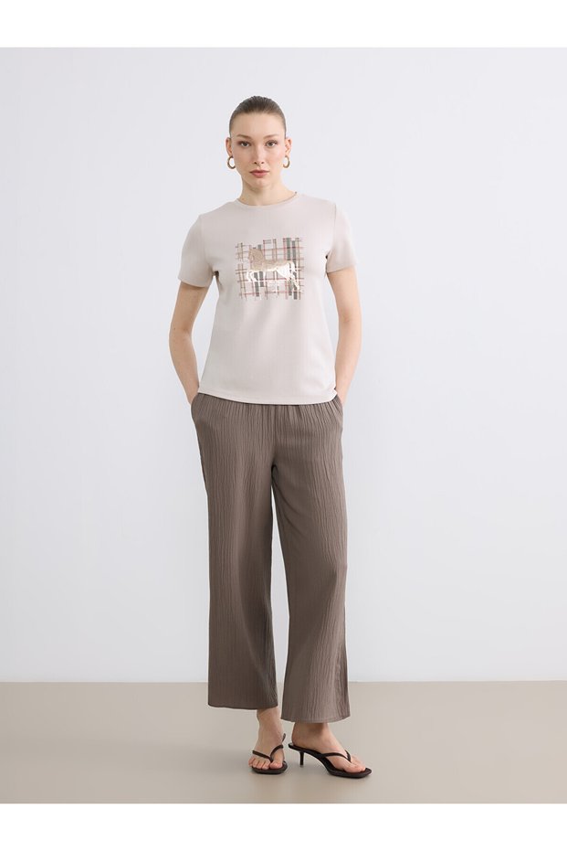 Trendlucky Women's Wide Leg Pants with Elastic Waist and Difference in Color