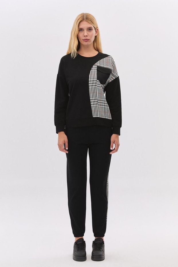 Plaid Pocket Cover Stone T-Shirt