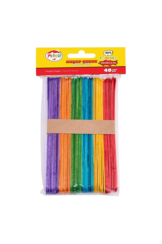 Mileo Wooden Stick Square 150X18X1.6Mm Colorful 1833