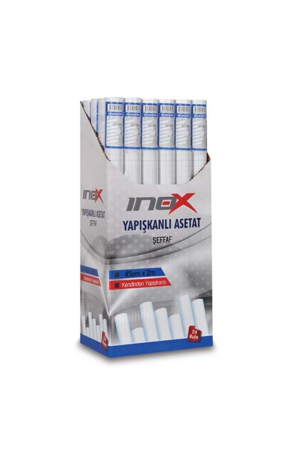 İnox Adhesive Acetate 45Cmx2M Transparent 24-Pack Stand