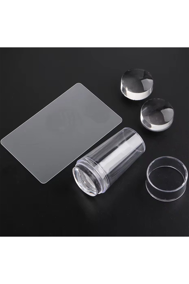 Big 2 Heads Transparent Nail Stamper with Scraper 2Pcs Jelly Silicone Head Stamp for French Nails Pr