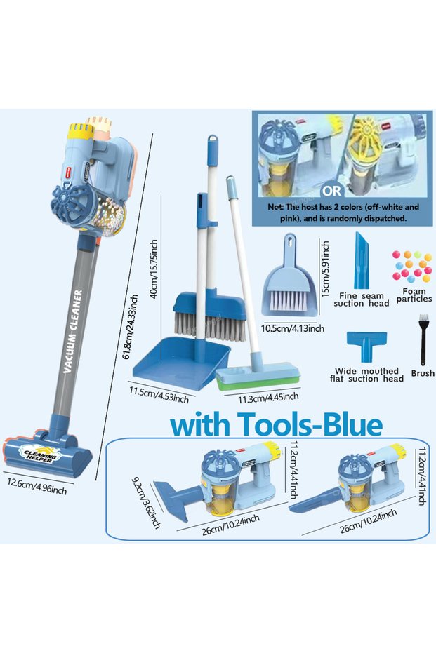 with Tools-Blue Kids Simulation Electric Vacuum Cleaner Cleaning Set for Toddlers Role Play Housekee