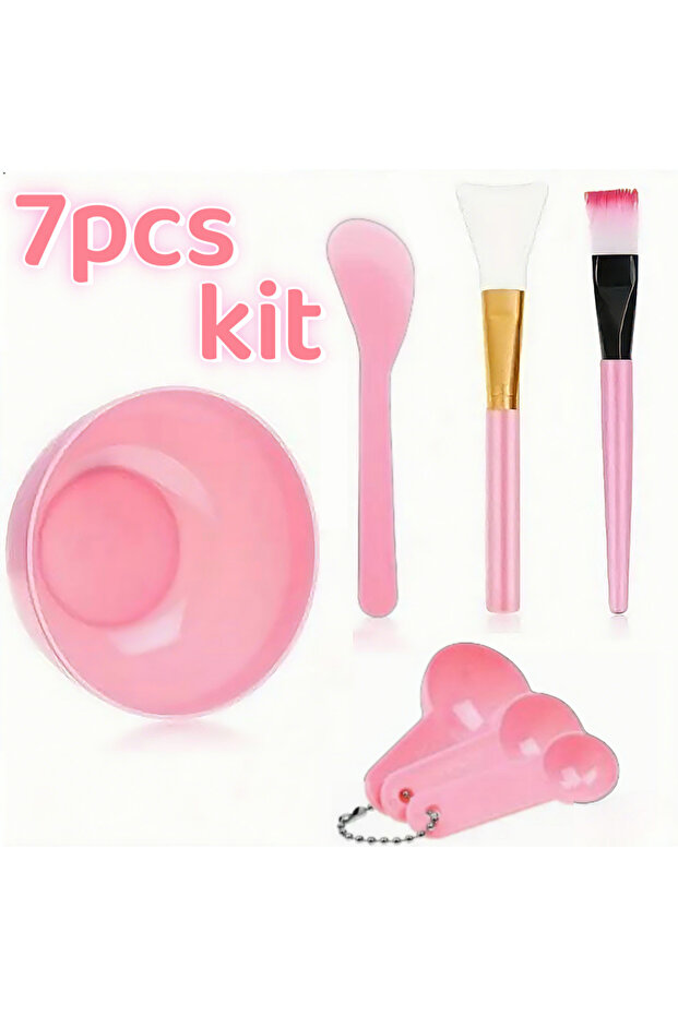 Pink 7pcs 7-11pcs DIY Face Mask Mixing Set Plastic Facial Mask Brushes Kit Beauty Tool for Home SPA