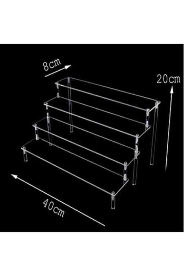 حامل عرض أكريليك متين مكون من 4 طبقات بمقاس 40x8x20 سم لحامل عرض الكب كيك والعطور والدمى