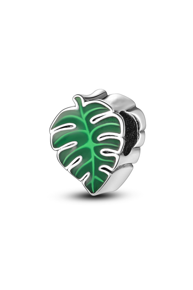 KTC391 Silver Plated Charms For Woman Summer Green Cactus Avocado Beads Fit Original Bracelet Neckla