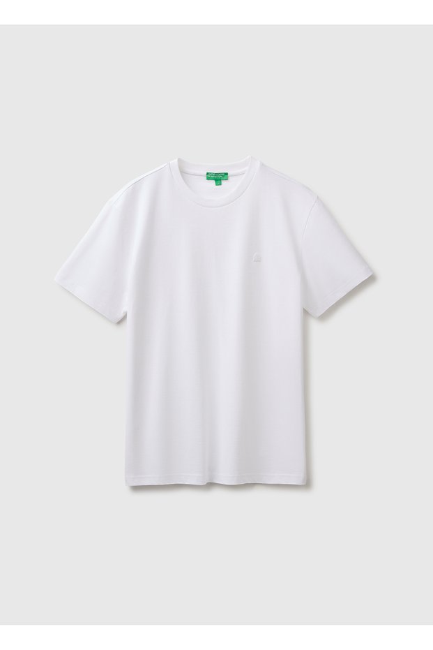 Men's white 100% cotton logo crew neck t-shirt