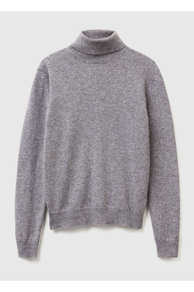 Women's Anthracite Melange 100% Merino Stand Collar Sweater