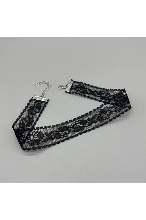 black New Simple Lace Rose Flower Necklace Women's Choker Light Luxury Lace Collarbone Chain Black W
