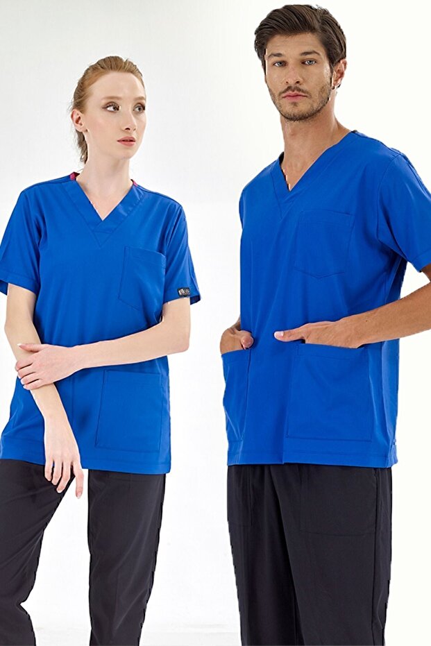 قميص علوي فردي من Saks Blue Silva Lycra Doctor Nurse