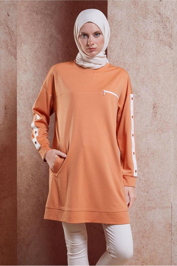 Eyelet Detailed Pocketed Tracksuit Tunic - 42854