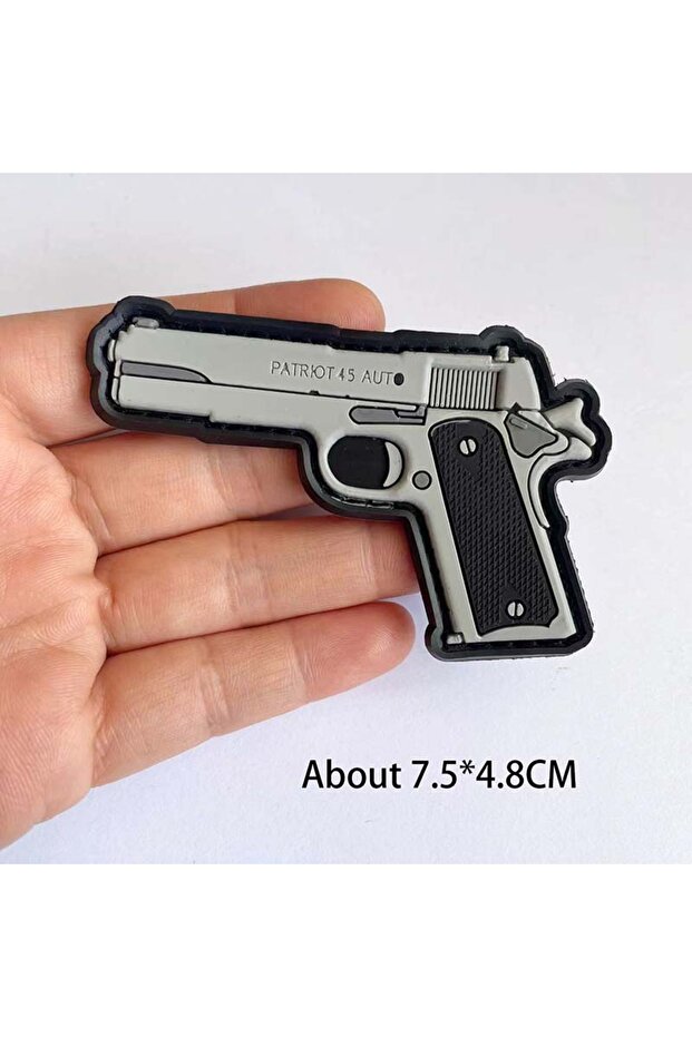 QN20-14 3D PVC Morale Patches Mini Pistol, Rifle Army Badge Stickers, Tactical Patch With...