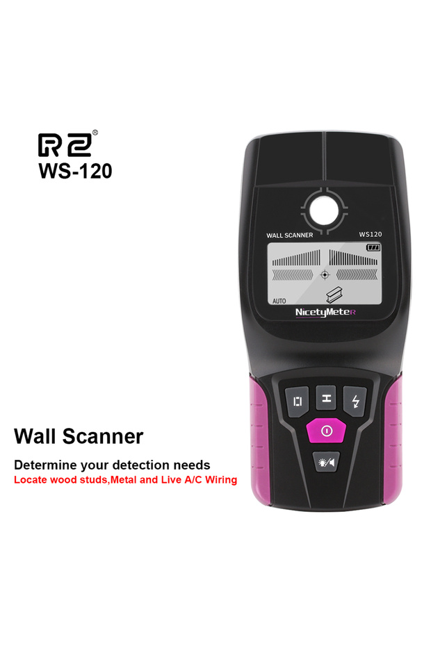 WS120 RZ Wall Scanner Multifunction Wall Detector Live Wires Cable PVC Water Pipe Metal Finder Scann