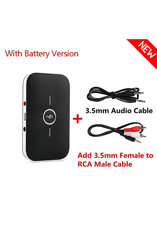 With RCA Cable B6 2 IN 1 Bluetooth 5.3 Audio Transmitter Receiver 3.5mm AUX Jack RCA USB Dongle Musi