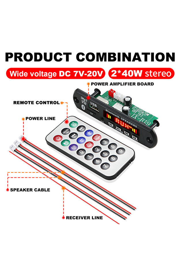 80w 80W 50W Amplifier MP3 Player Decoder Board 12V 18V Wireless Bluetooth 5.0 Car Audio USB TF FM Ra