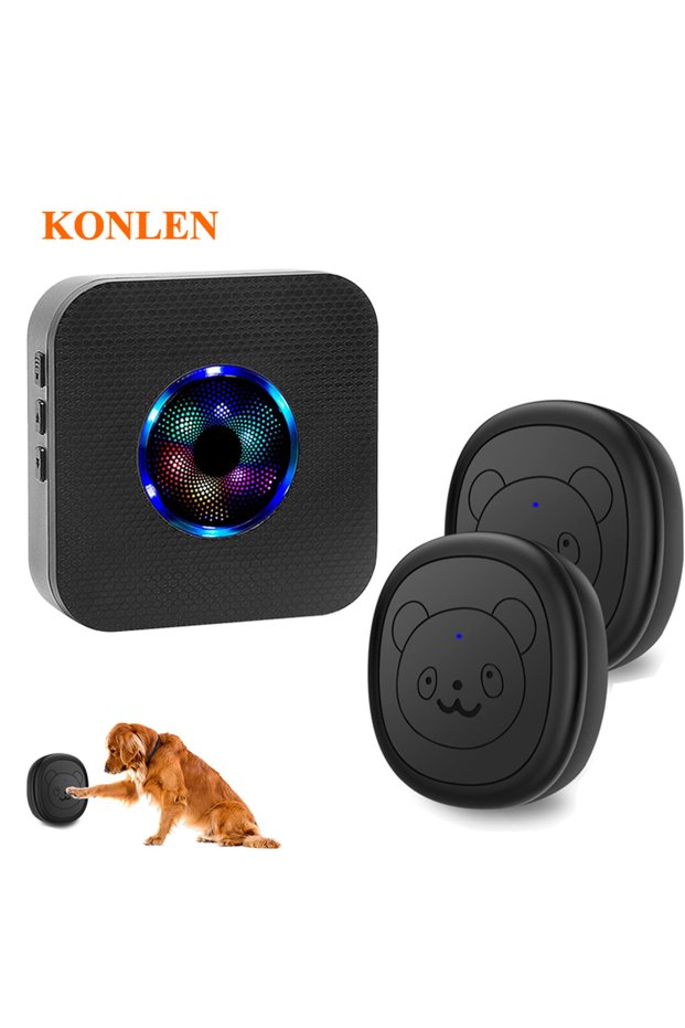 EU Plug 1 Receiver 2 buttons Smart Dog Doorbell Wireless for Potty Training Doggie Food Chime Door B