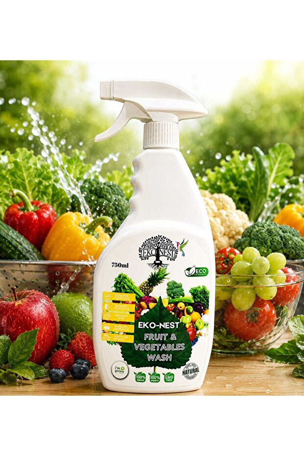 Organic Fruit & Vegetable Wash – Natural Veggie Wash for Fruits & Vegetables, Produce Cleaner for Removing Dirt, Residues & Surface Impurities – Plant-Based Formula, 750ml