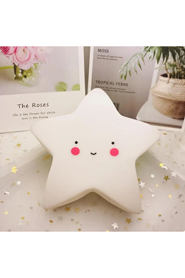White Mini LED Night Light Cartoon Fantasy Star Moon Interior Lighting Bedside Light Baby Room Decor