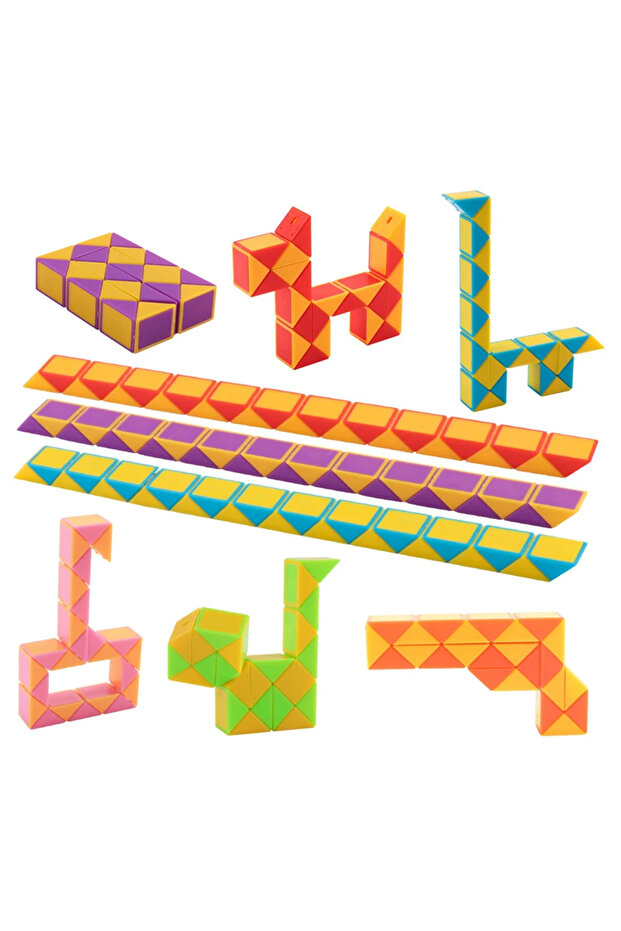 12PCS 12/30Pcs Puzzle Folding Snake Ruler Puzzle Cube Educational Toys for Kids Birthday Party Favor