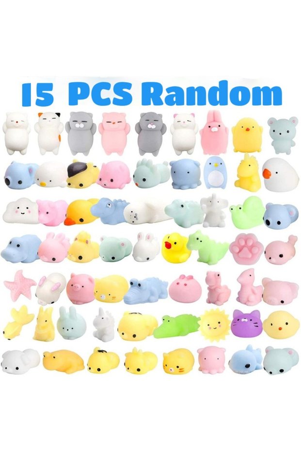15PCS Random 15PCS Kawaii Squishies Mochi Anima Squishy Toys For Kids Antistress Ball Squeeze Party