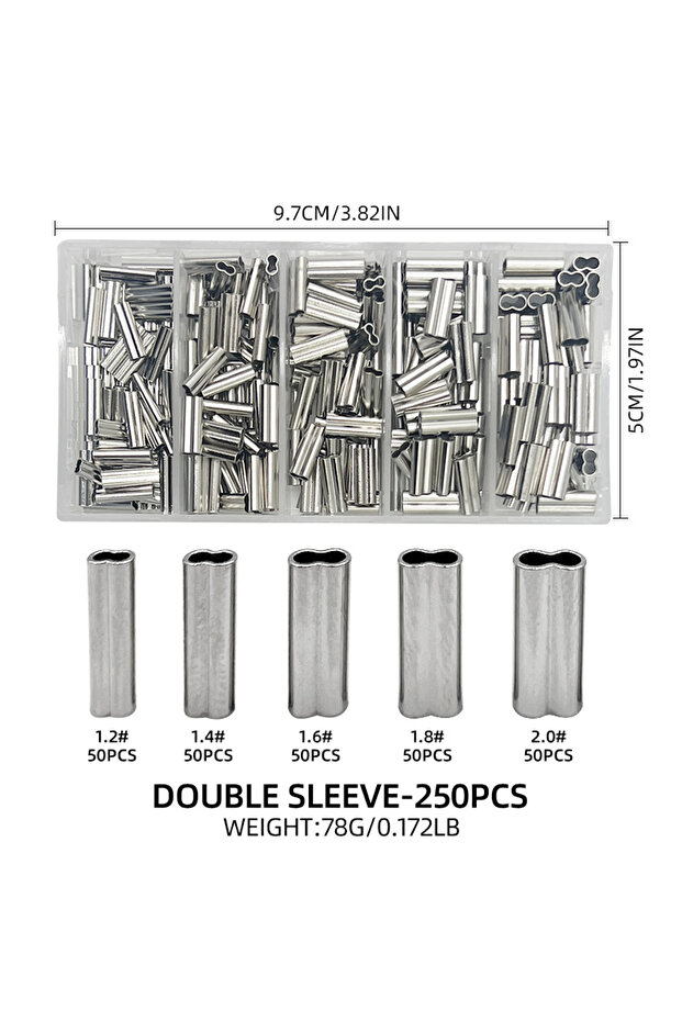 Double Sleeve-250pcs ShareShark 250Pcs/Box Single/doule Barrel Crimping Sleeves Fishing Line Wire Le